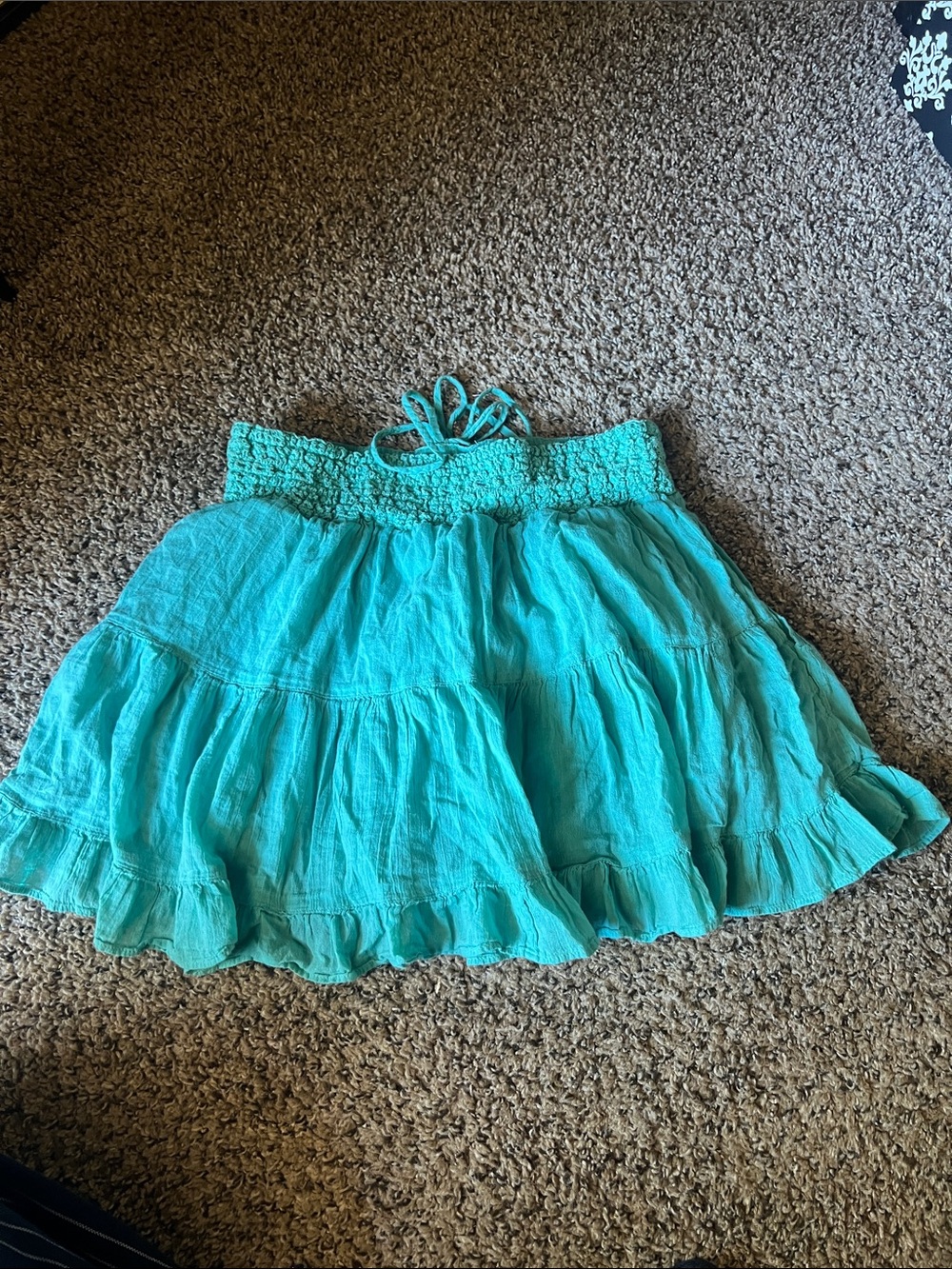 Urban Outfitters Turquoise Tiered Mini Skirt